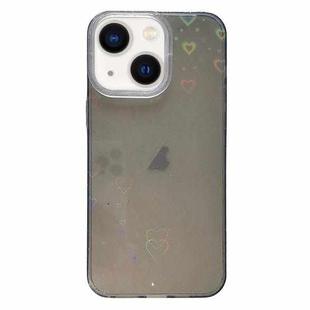 For iPhone 13 Love Pattern Transparent Lens Frame IMD Acrylic Phone Case(Black)