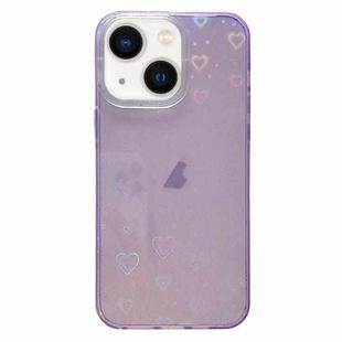 For iPhone 13 Love Pattern Transparent Lens Frame IMD Acrylic Phone Case(Purple)