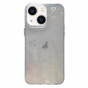 For iPhone 13 Love Pattern Transparent Lens Frame IMD Acrylic Phone Case(White)