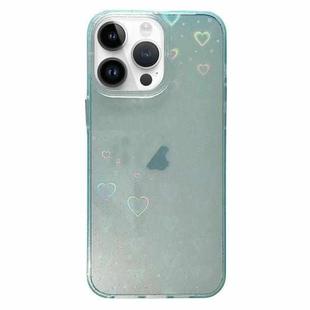 For iPhone 13 Pro Love Pattern Transparent Lens Frame IMD Acrylic Phone Case(Green)