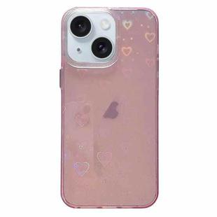 For iPhone 14 Love Pattern Transparent Lens Frame IMD Acrylic Phone Case(Pink)