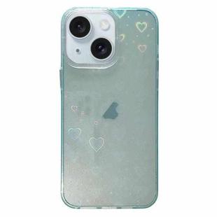For iPhone 14 Plus Love Pattern Transparent Lens Frame IMD Acrylic Phone Case(Green)