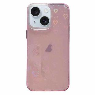 For iPhone 14 Plus Love Pattern Transparent Lens Frame IMD Acrylic Phone Case(Pink)