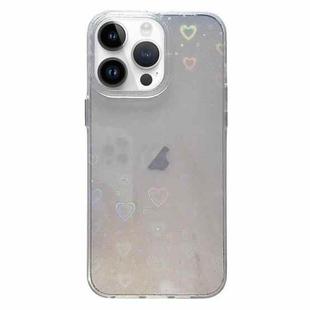For iPhone 14 Pro Max Love Pattern Transparent Lens Frame IMD Acrylic Phone Case(White)