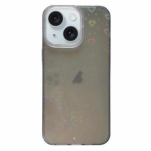 For iPhone 15 Plus Love Pattern Transparent Lens Frame IMD Acrylic Phone Case(Black)