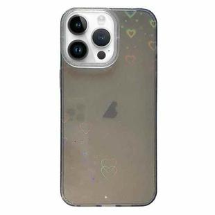 For iPhone 15 Pro Love Pattern Transparent Lens Frame IMD Acrylic Phone Case(Black)