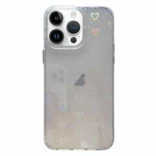 For iPhone 15 Pro Love Pattern Transparent Lens Frame IMD Acrylic Phone Case(White)