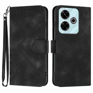 For Redmi 13 4G Line Pattern Skin Feel Leather Phone Case(Black)