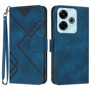For Redmi 13 4G Line Pattern Skin Feel Leather Phone Case(Royal Blue)