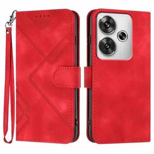 For Redmi Turbo 3 / Xiaomi Poco F6 Line Pattern Skin Feel Leather Phone Case(Red)