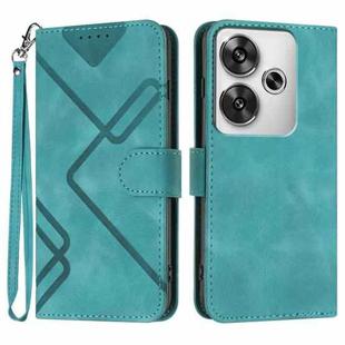 For Redmi Turbo 3 / Xiaomi Poco F6 Line Pattern Skin Feel Leather Phone Case(Light Blue)