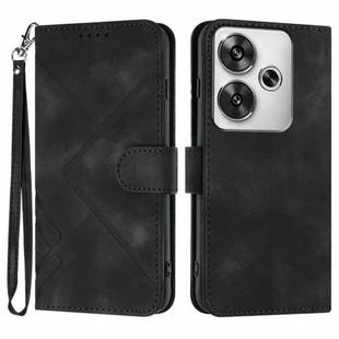 For Redmi Turbo 3 / Xiaomi Poco F6 Line Pattern Skin Feel Leather Phone Case(Black)