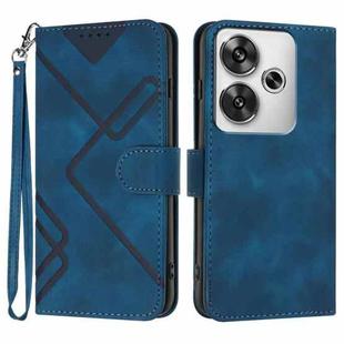 For Redmi Turbo 3 / Xiaomi Poco F6 Line Pattern Skin Feel Leather Phone Case(Royal Blue)