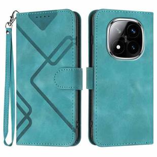 For Redmi Note 14 Pro+ 5G Line Pattern Skin Feel Leather Phone Case(Light Blue)