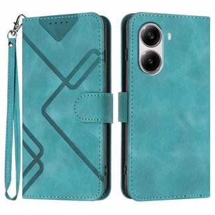 For Redmi Turbo 4 / Xiaomi Poco X7 Pro Line Pattern Skin Feel Leather Phone Case(Light Blue)