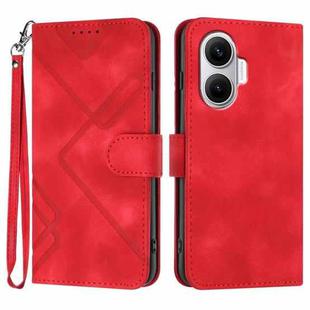 For Redmi Turbo 4 Pro / Xiaomi Poco F7 Line Pattern Skin Feel Leather Phone Case(Red)