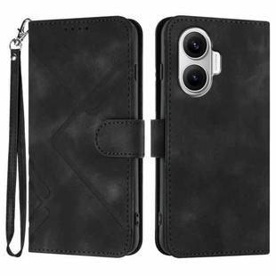 For Redmi Turbo 4 Pro / Xiaomi Poco F7 Line Pattern Skin Feel Leather Phone Case(Black)
