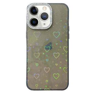 For iPhone 11 Pro Max Love Pattern Diamond Lens Frame IMD Acrylic Phone Case(Black)