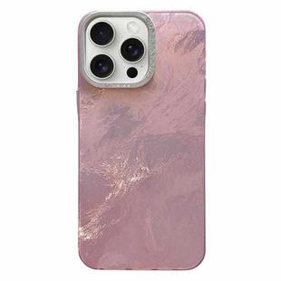 For iPhone 15 Pro Max Tinfoil Texture Diamond Lens Frame IMD Acrylic Phone Case(Pink)