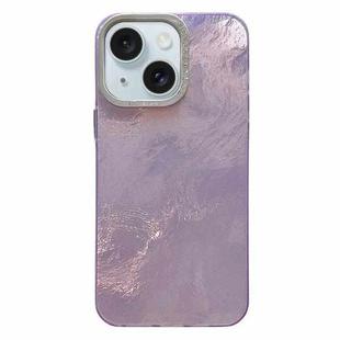 For iPhone 15 Plus Tinfoil Texture Diamond Lens Frame IMD Acrylic Phone Case(Purple)