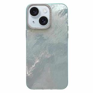 For iPhone 15 Plus Tinfoil Texture Diamond Lens Frame IMD Acrylic Phone Case(Green)