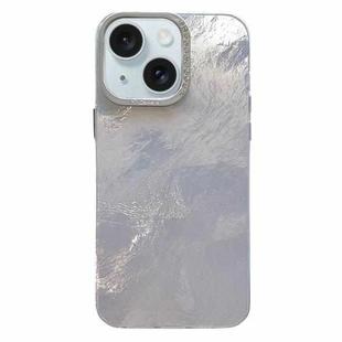 For iPhone 14 Tinfoil Texture Diamond Lens Frame IMD Acrylic Phone Case(Silver)