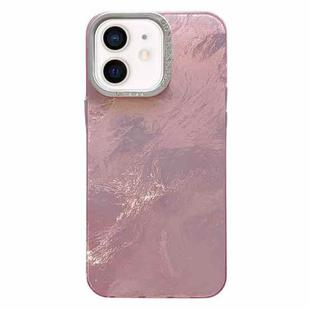 For iPhone 12 Tinfoil Texture Diamond Lens Frame IMD Acrylic Phone Case(Pink)