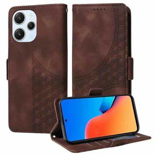 For Redmi 12 4G / 5G / Note 12R Embossed Rhombus Starry Leather Phone Case(Brown)