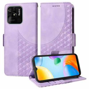 For Redmi 10C / 10 India Embossed Rhombus Starry Leather Phone Case(Purple)