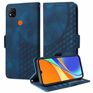 For Redmi 9C / 9 India Embossed Rhombus Starry Leather Phone Case(Blue)