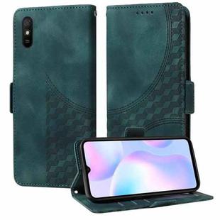 For Redmi 9A / 9i Embossed Rhombus Starry Leather Phone Case(Green)