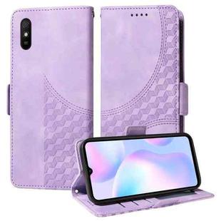 For Redmi 9A / 9i Embossed Rhombus Starry Leather Phone Case(Purple)