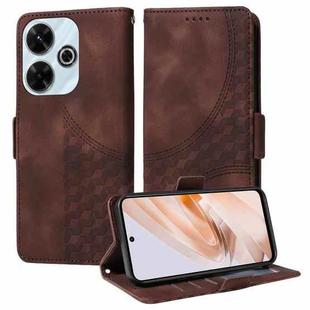 For Redmi 13 4G / Note 13R 5G Embossed Rhombus Starry Leather Phone Case(Brown)