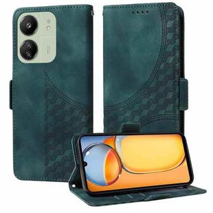 For Redmi 13C 4G / 5G / 13R Embossed Rhombus Starry Leather Phone Case(Green)