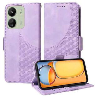 For Redmi 13C 4G / 5G / 13R Embossed Rhombus Starry Leather Phone Case(Purple)