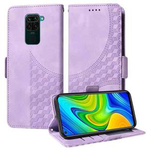 For Redmi Note 9 4G Global Embossed Rhombus Starry Leather Phone Case(Purple)