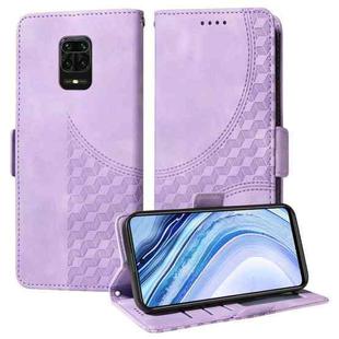 For Redmi Note 9 Pro 4G Embossed Rhombus Starry Leather Phone Case(Purple)