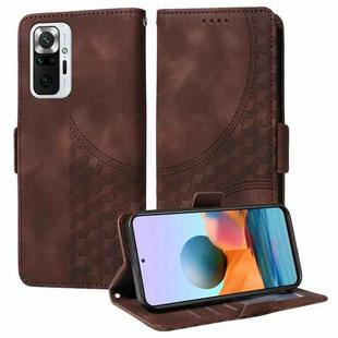 For Redmi Note 10 Pro 4G Global Embossed Rhombus Starry Leather Phone Case(Brown)