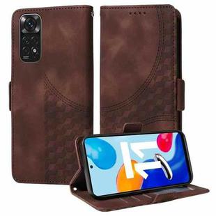 For Redmi Note 11 4G / 11S Global Embossed Rhombus Starry Leather Phone Case(Brown)