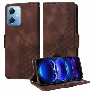 For Redmi Note 12 5G Global Embossed Rhombus Starry Leather Phone Case(Brown)