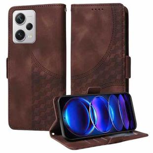 For Redmi Note 12 Pro+ Global Embossed Rhombus Starry Leather Phone Case(Brown)