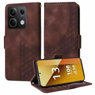 For Redmi Note 13 5G Embossed Rhombus Starry Leather Phone Case(Brown)