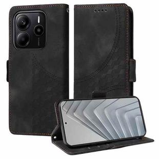 For Redmi Note 14 4G 164.84mm Embossed Rhombus Starry Leather Phone Case(Black)