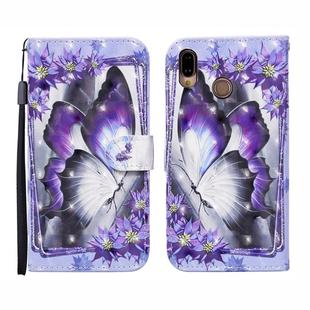 For Huawei P20 lite 3D Painted Pattern Horizontal Flip Leather Case with Holder & Wallet & Card slot & Lanyard(Purple Flower Butterfly)