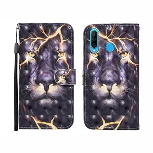 For Huawei P30 lite 3D Painted Pattern Horizontal Flip Leather Case with Holder & Wallet & Card slot & Lanyard(Thunder Lion)