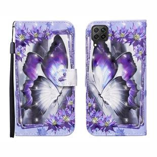 For Huawei P40 lite 3D Painted Pattern Horizontal Flip Leather Case with Holder & Wallet & Card slot & Lanyard(Purple Flower Butterfly)