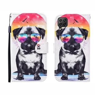 For Huawei P40 lite 3D Painted Pattern Horizontal Flip Leather Case with Holder & Wallet & Card slot & Lanyard(Glasses Dog)