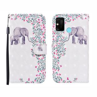 For Huawei Honor 9A 3D Painted Pattern Horizontal Flip Leather Case with Holder & Wallet & Card slot & Lanyard(Flower Elephant)