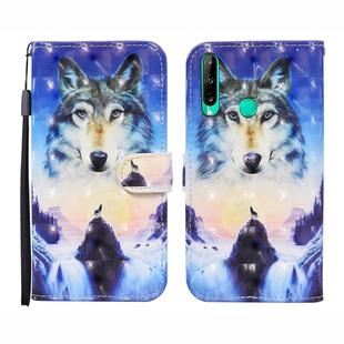For Huawei Honor 9C 3D Painted Pattern Horizontal Flip Leather Case with Holder & Wallet & Card slot & Lanyard(Sunrise Wolf)