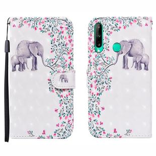 For Huawei P40 lite E / Y7p 3D Painted Pattern Horizontal Flip Leather Case with Holder & Wallet & Card slot & Lanyard(Flower Elephant)